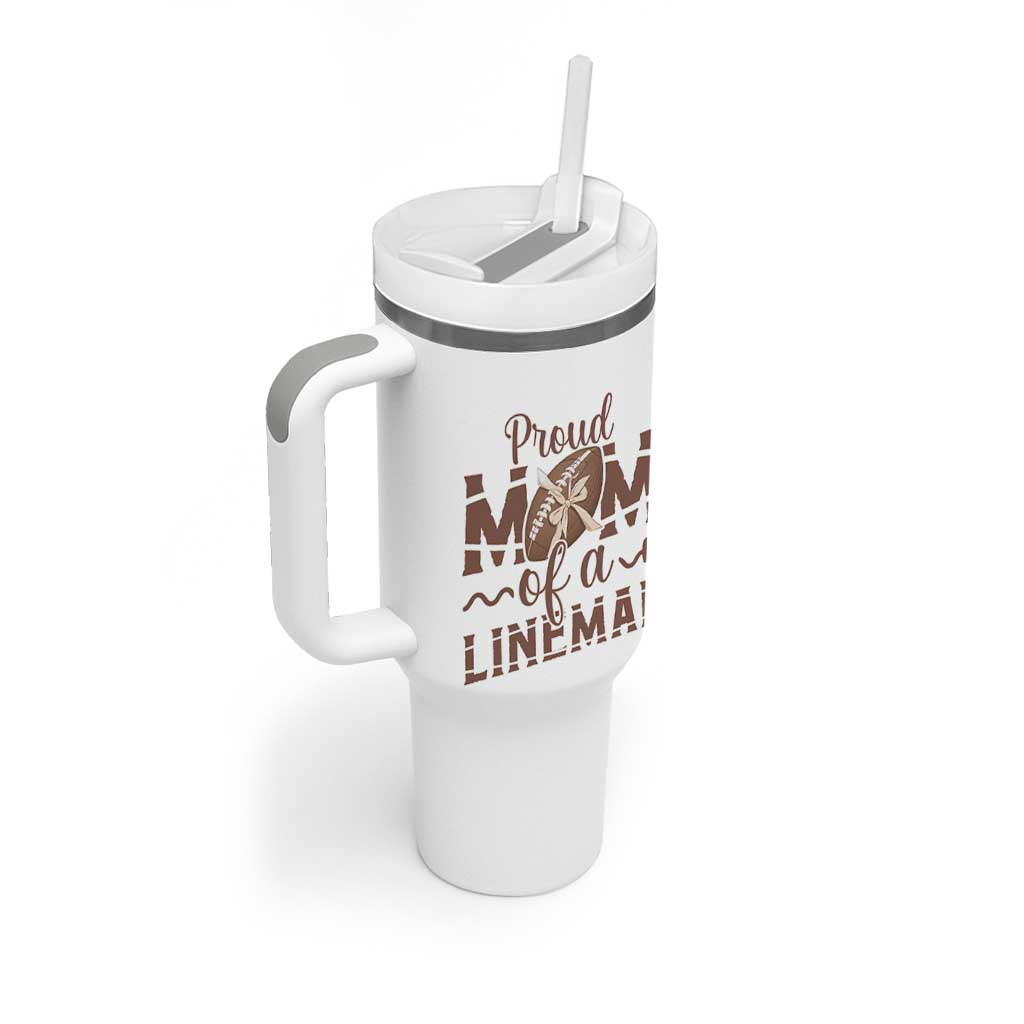 Football Mom Gift Tumbler With Handle Proud Mom Of A Lineman - Wonder Print Shop