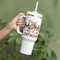 Football Mom Gift Tumbler With Handle Proud Mom Of A Lineman - Wonder Print Shop