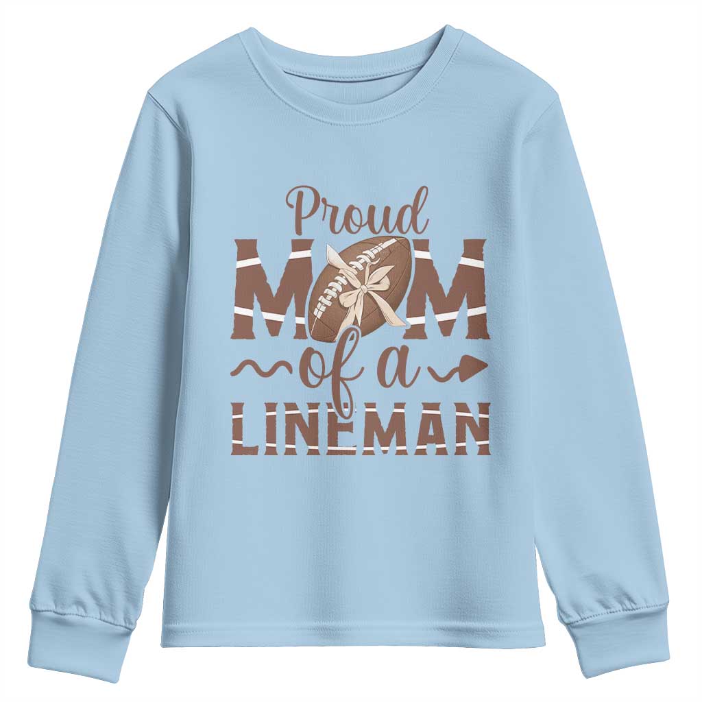 Football Mom Gift Youth Sweatshirt Proud Mom Of A Lineman - Wonder Print Shop