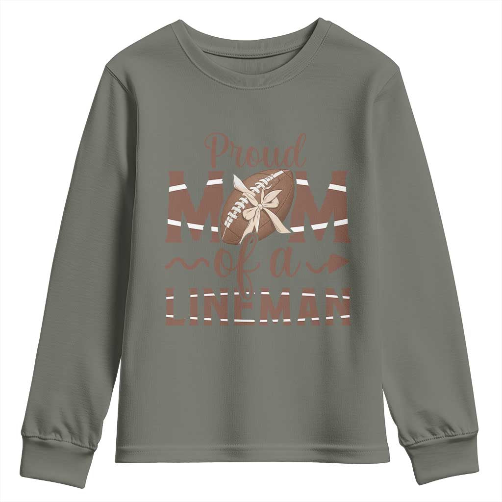 Football Mom Gift Youth Sweatshirt Proud Mom Of A Lineman - Wonder Print Shop