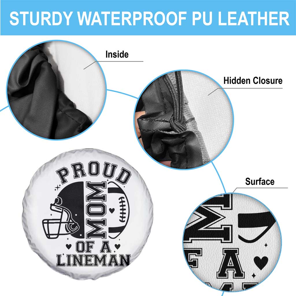 Proud Mom Of A Lineman Spare Tire Cover Football Fan Gift For Women - Wonder Print Shop