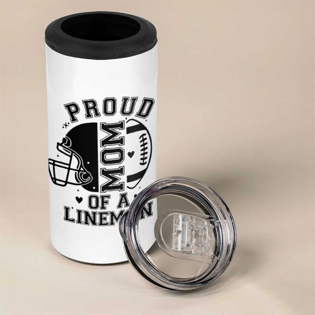 Proud Mom Of A Lineman 4 in 1 Can Cooler Tumbler Football Fan Gift For Women - Wonder Print Shop