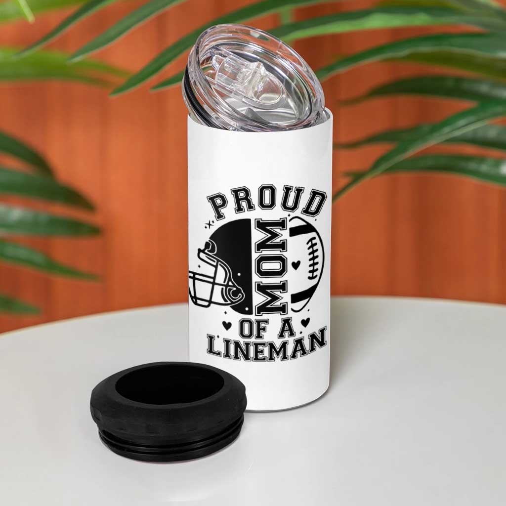 Proud Mom Of A Lineman 4 in 1 Can Cooler Tumbler Football Fan Gift For Women - Wonder Print Shop