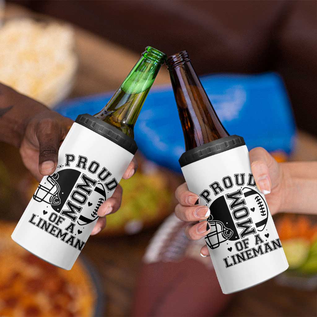 Proud Mom Of A Lineman 4 in 1 Can Cooler Tumbler Football Fan Gift For Women - Wonder Print Shop