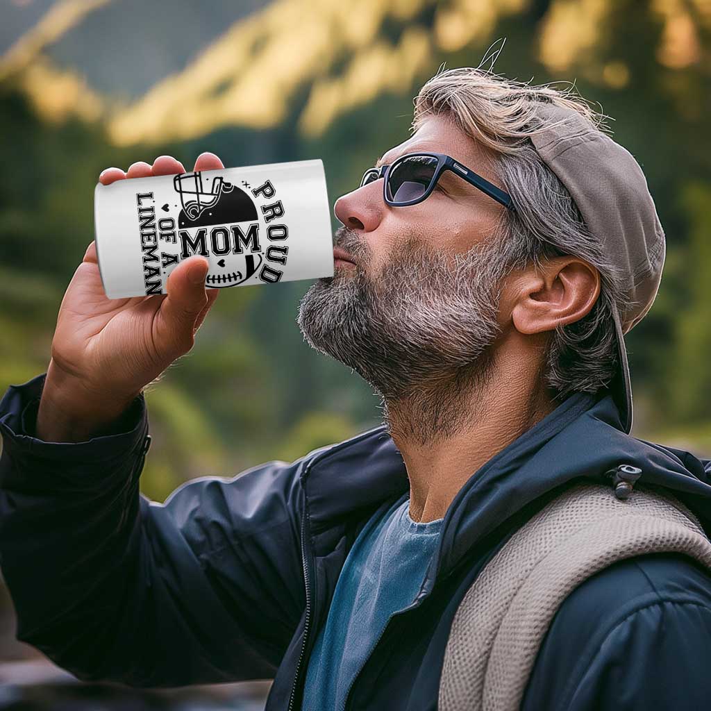 Proud Mom Of A Lineman 4 in 1 Can Cooler Tumbler Football Fan Gift For Women - Wonder Print Shop