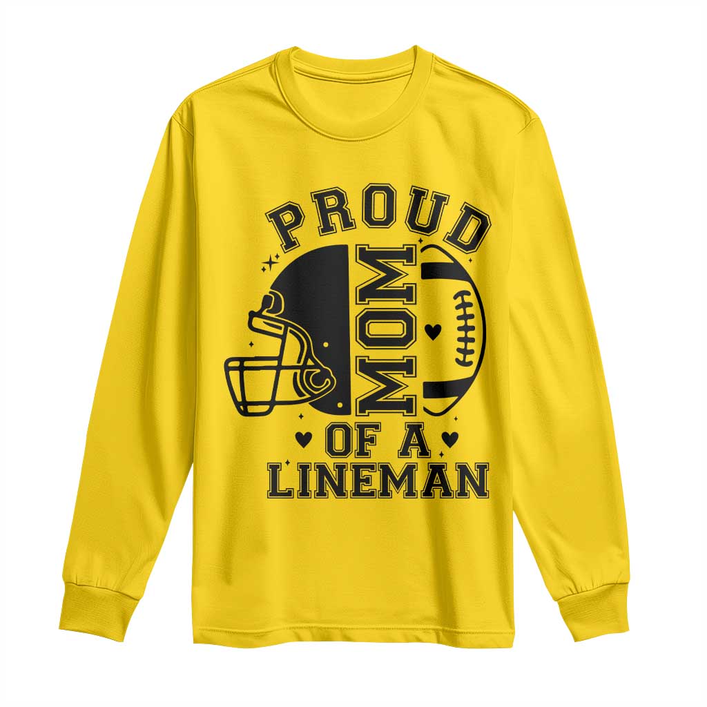 Proud Mom Of A Lineman Long Sleeve Shirt Football Fan Gift For Women - Wonder Print Shop