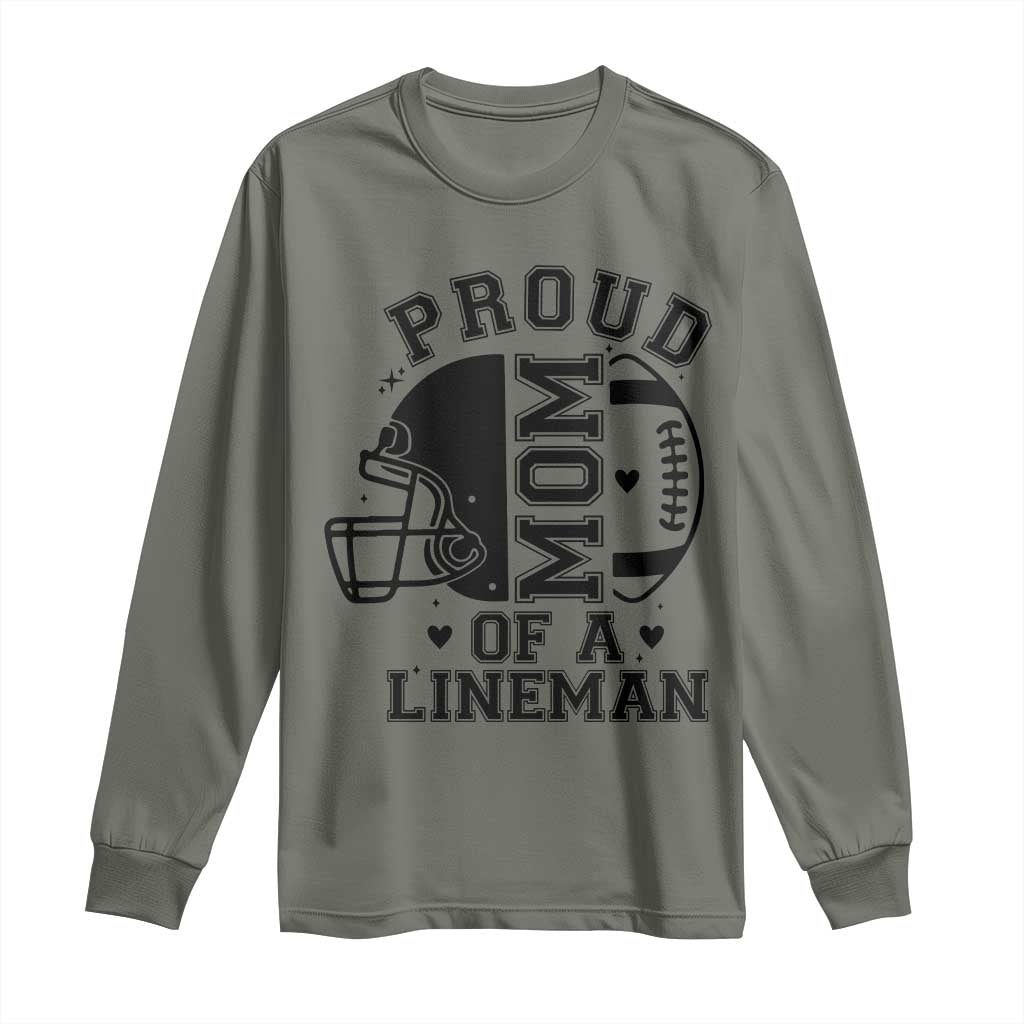 Proud Mom Of A Lineman Long Sleeve Shirt Football Fan Gift For Women - Wonder Print Shop