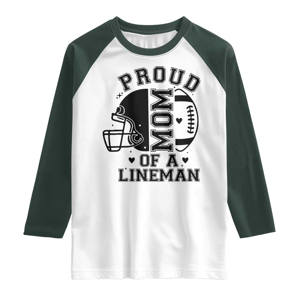 Proud Mom Of A Lineman Raglan Shirt Football Fan Gift For Women - Wonder Print Shop