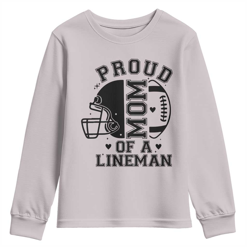 Proud Mom Of A Lineman Youth Sweatshirt Football Fan Gift For Women - Wonder Print Shop