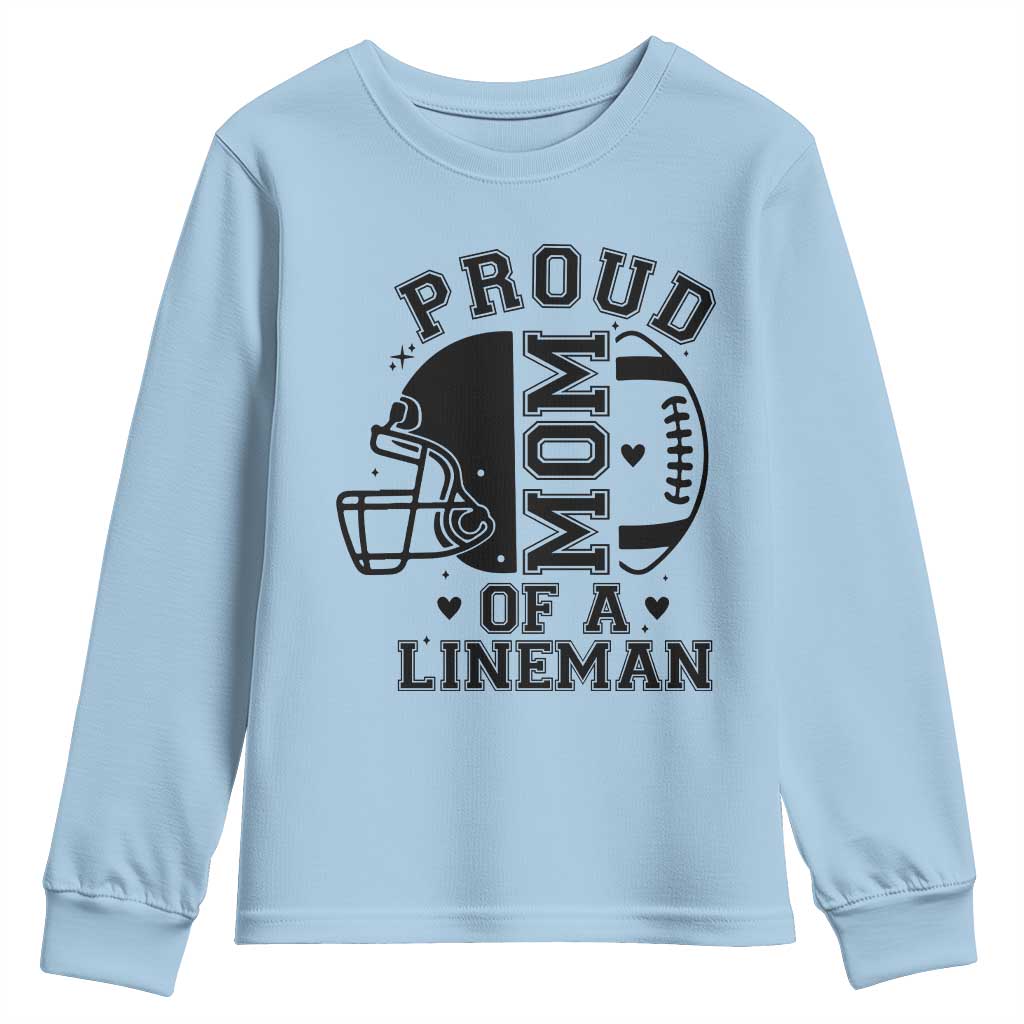 Proud Mom Of A Lineman Youth Sweatshirt Football Fan Gift For Women - Wonder Print Shop