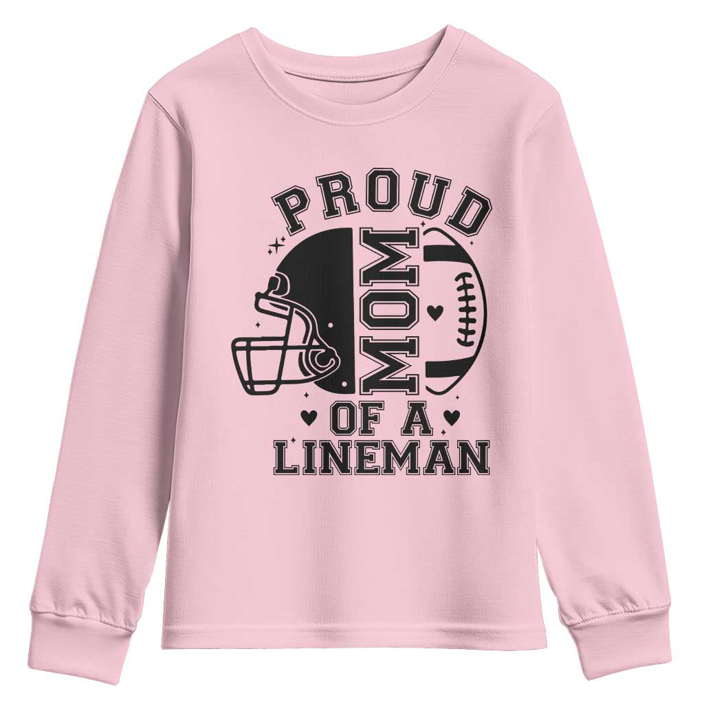 Proud Mom Of A Lineman Youth Sweatshirt Football Fan Gift For Women - Wonder Print Shop