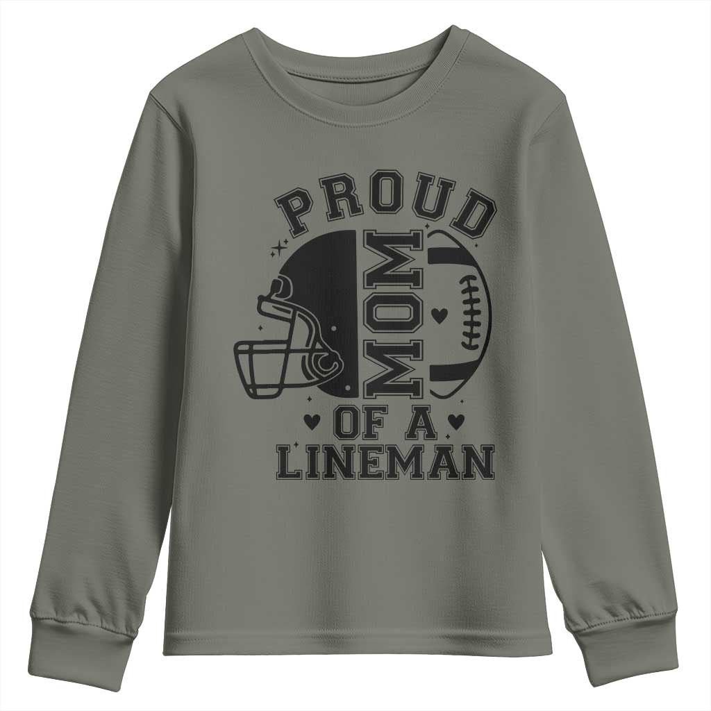Proud Mom Of A Lineman Youth Sweatshirt Football Fan Gift For Women - Wonder Print Shop