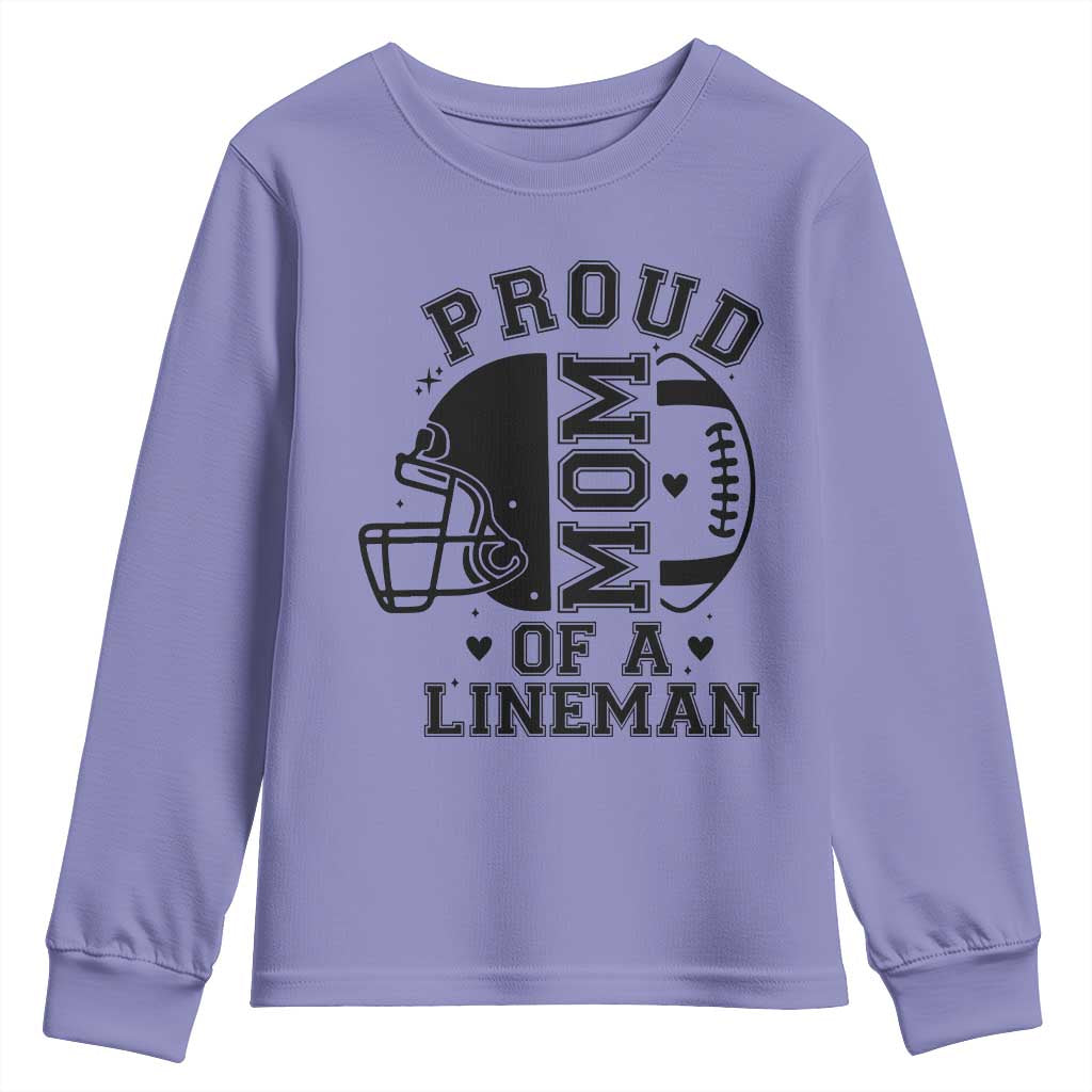 Proud Mom Of A Lineman Youth Sweatshirt Football Fan Gift For Women - Wonder Print Shop