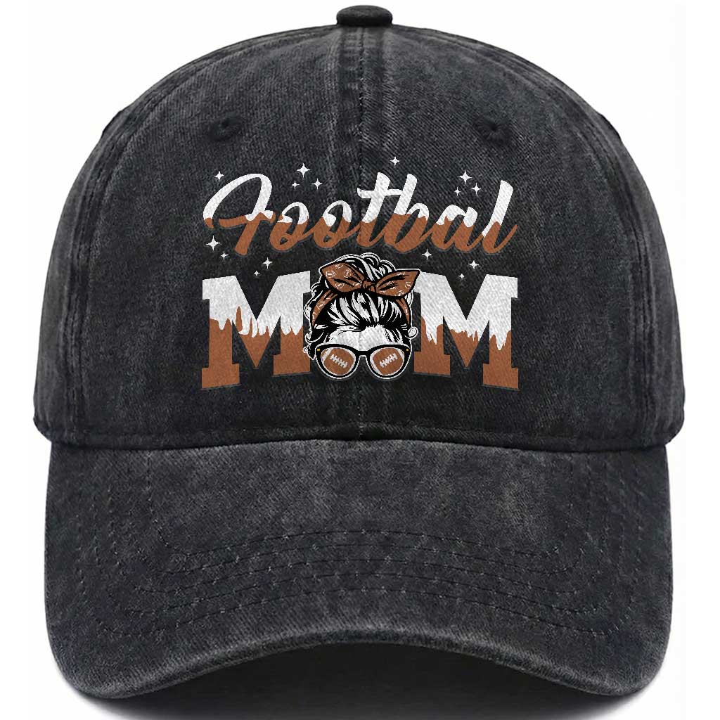 Football Mom Life Washed Cotton Baseball Cap Sports Fan Gift For Women