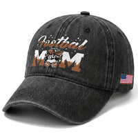 Football Mom Life Washed Cotton Baseball Cap Sports Fan Gift For Women