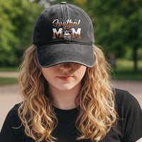Football Mom Life Washed Cotton Baseball Cap Sports Fan Gift For Women
