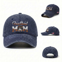 Football Mom Life Washed Cotton Baseball Cap Sports Fan Gift For Women