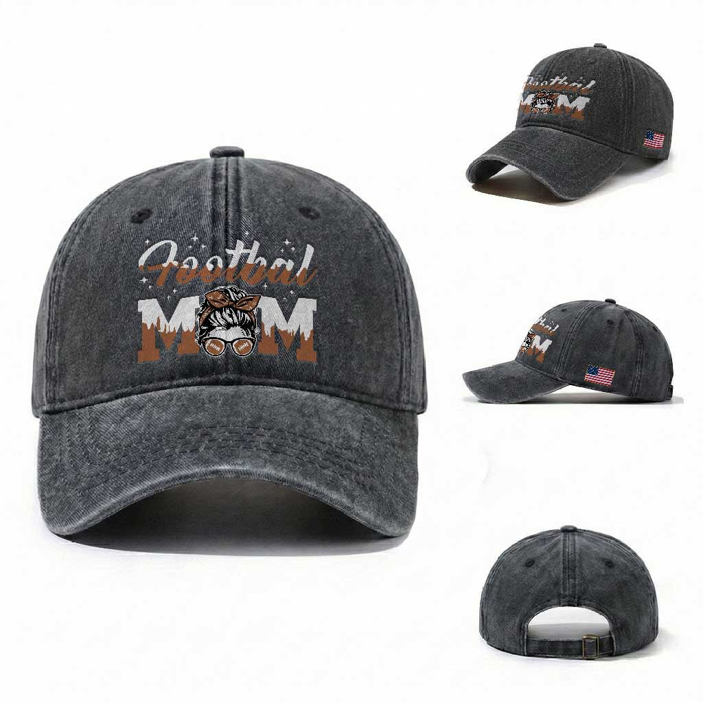 Football Mom Life Washed Cotton Baseball Cap Sports Fan Gift For Women