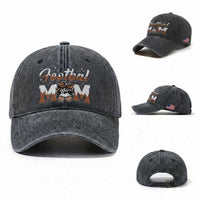 Football Mom Life Washed Cotton Baseball Cap Sports Fan Gift For Women