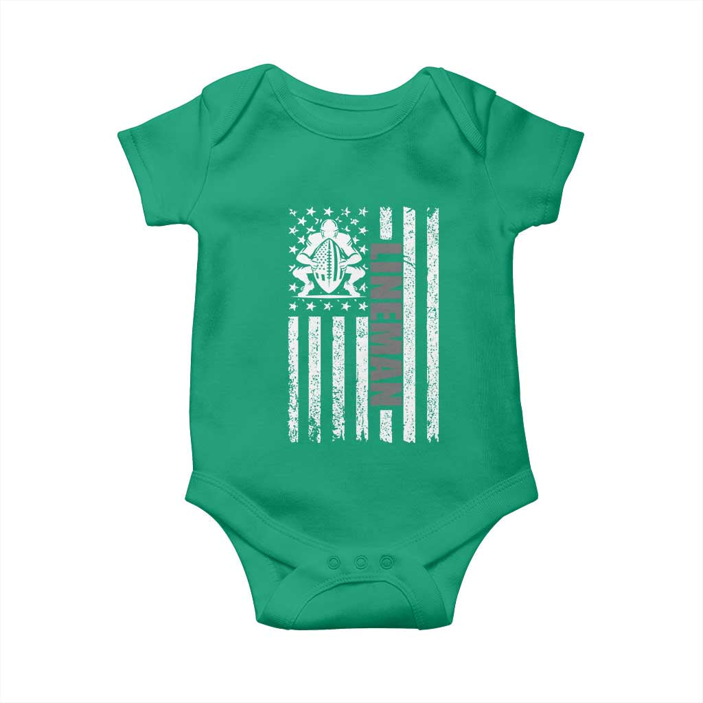 Proud Football Lineman Baby Onesie American Flag Sports Gift - Wonder Print Shop