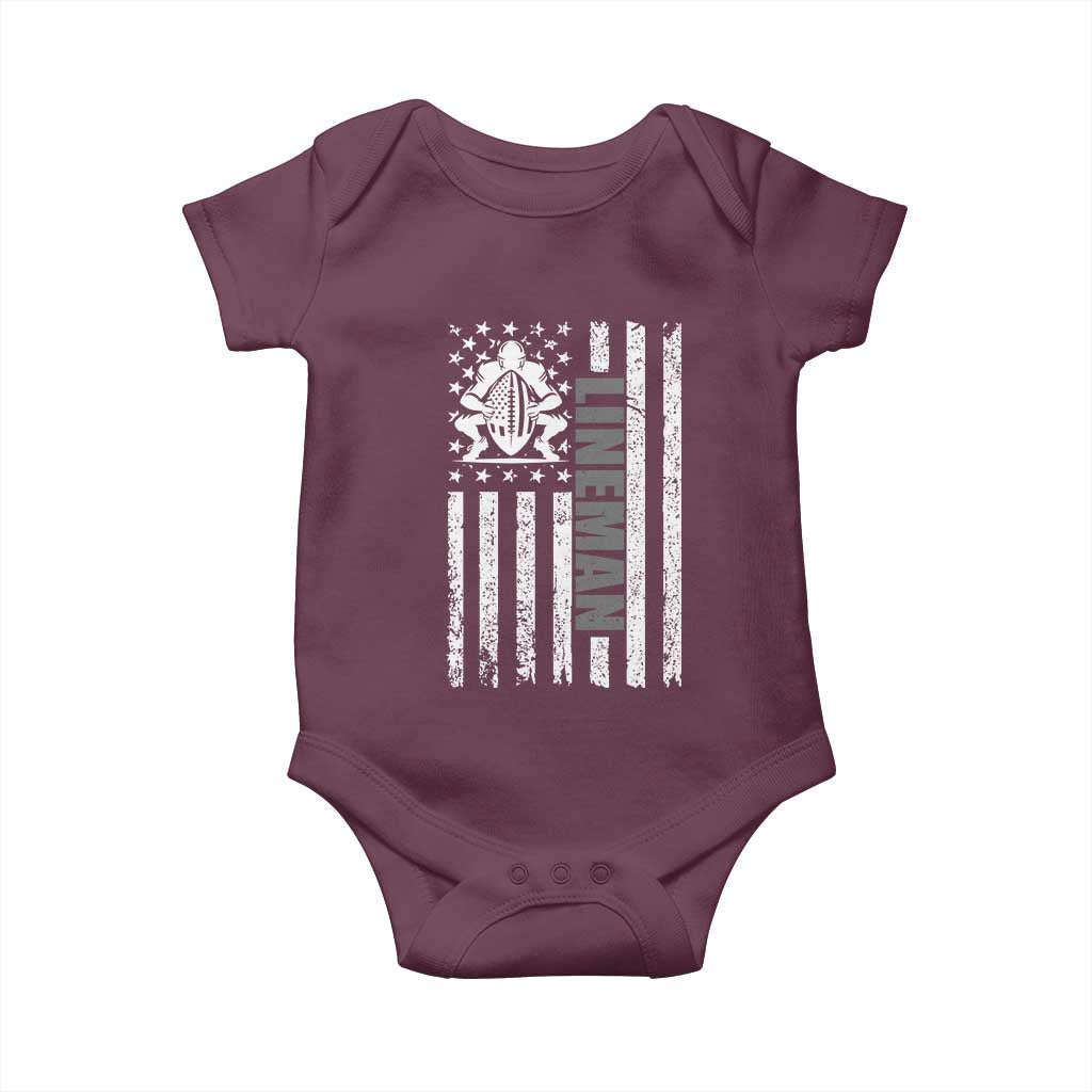 Proud Football Lineman Baby Onesie American Flag Sports Gift - Wonder Print Shop