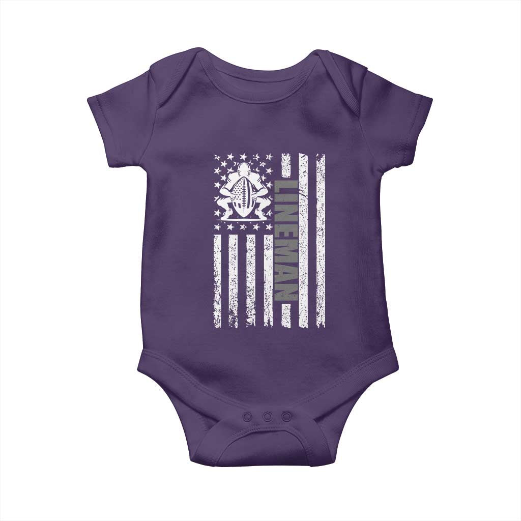 Proud Football Lineman Baby Onesie American Flag Sports Gift - Wonder Print Shop