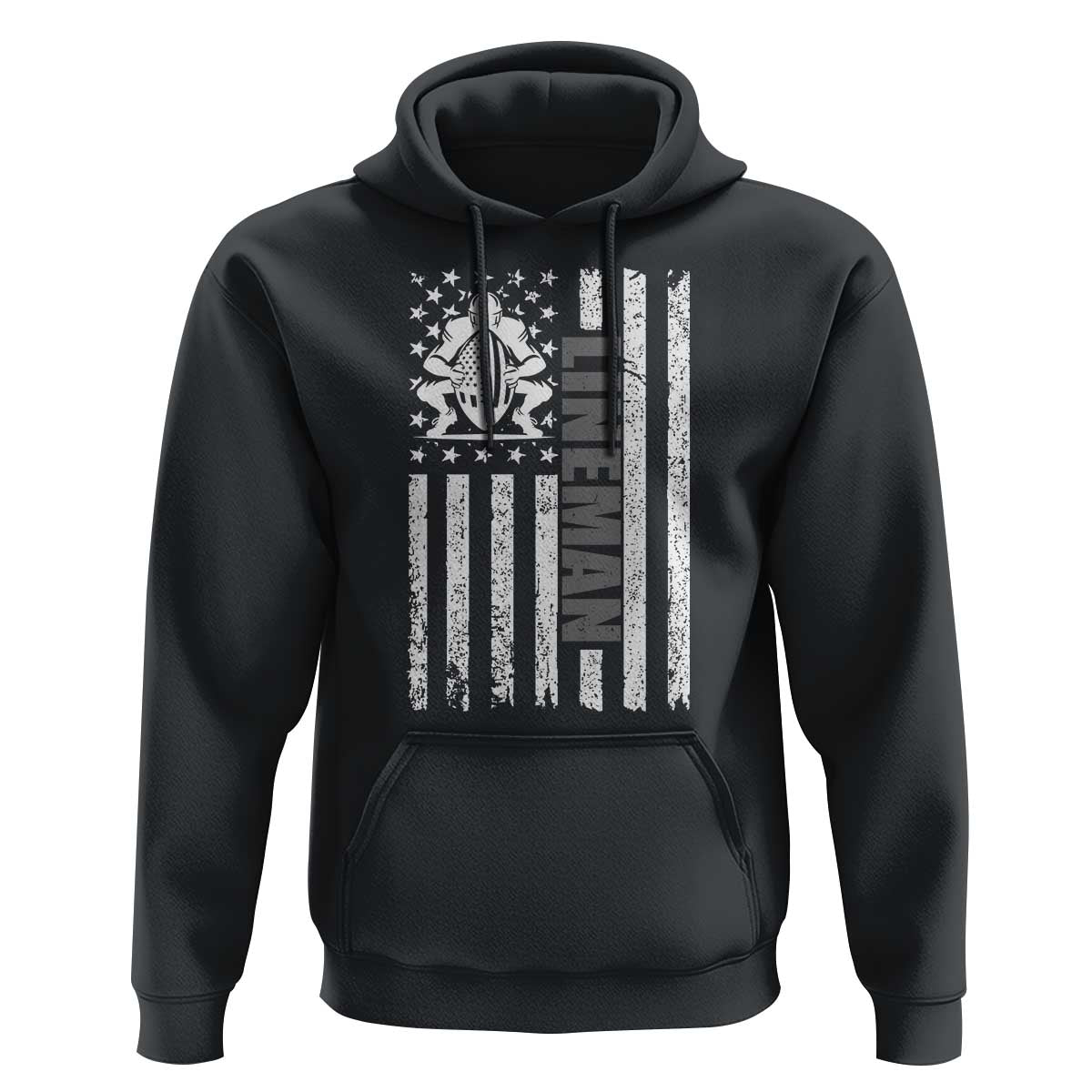 Proud Football Lineman Hoodie American Flag Sports Gift - Wonder Print Shop