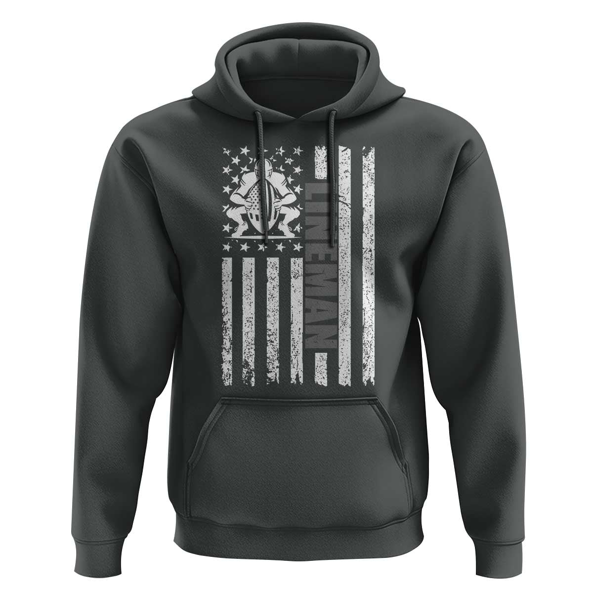 Proud Football Lineman Hoodie American Flag Sports Gift - Wonder Print Shop