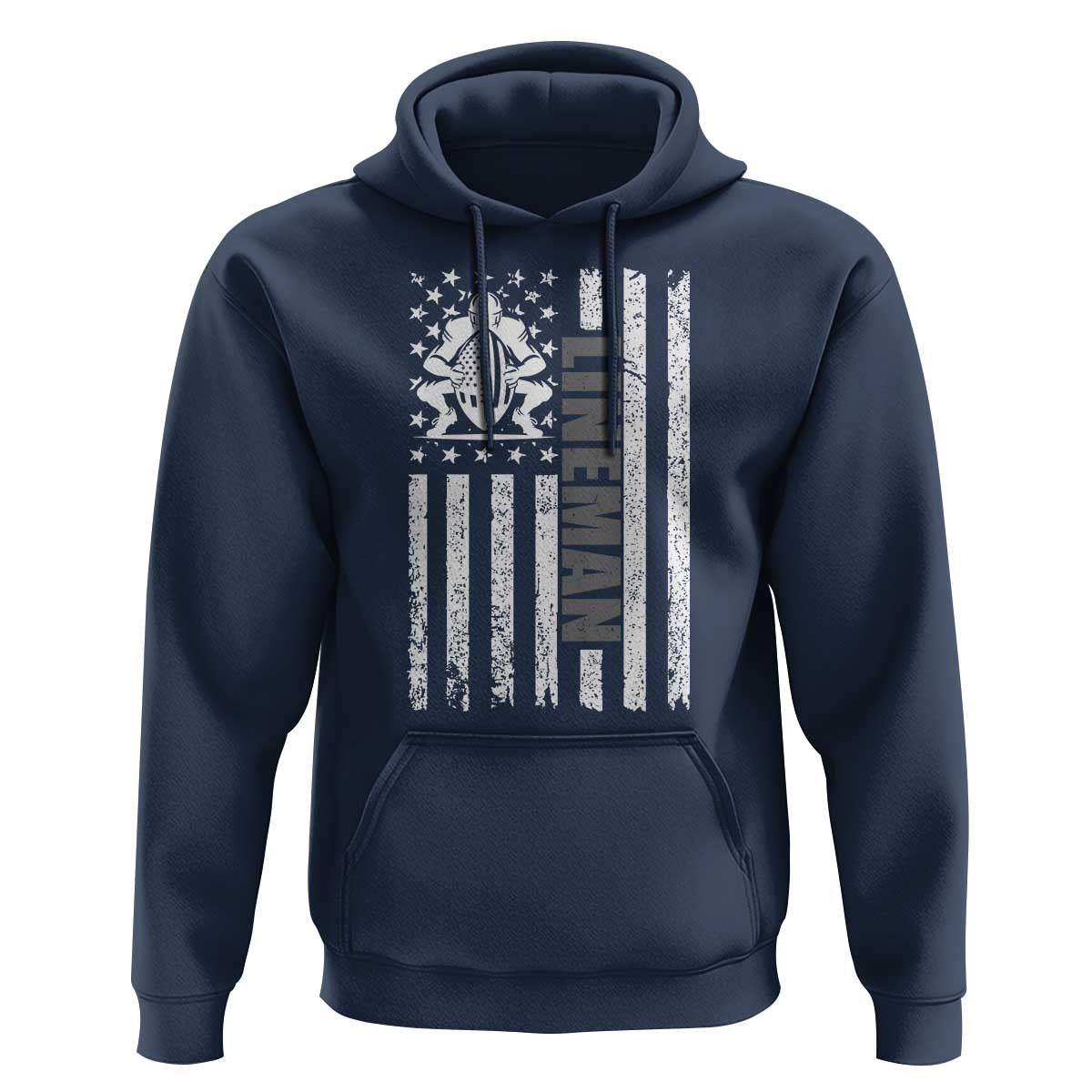 Proud Football Lineman Hoodie American Flag Sports Gift - Wonder Print Shop