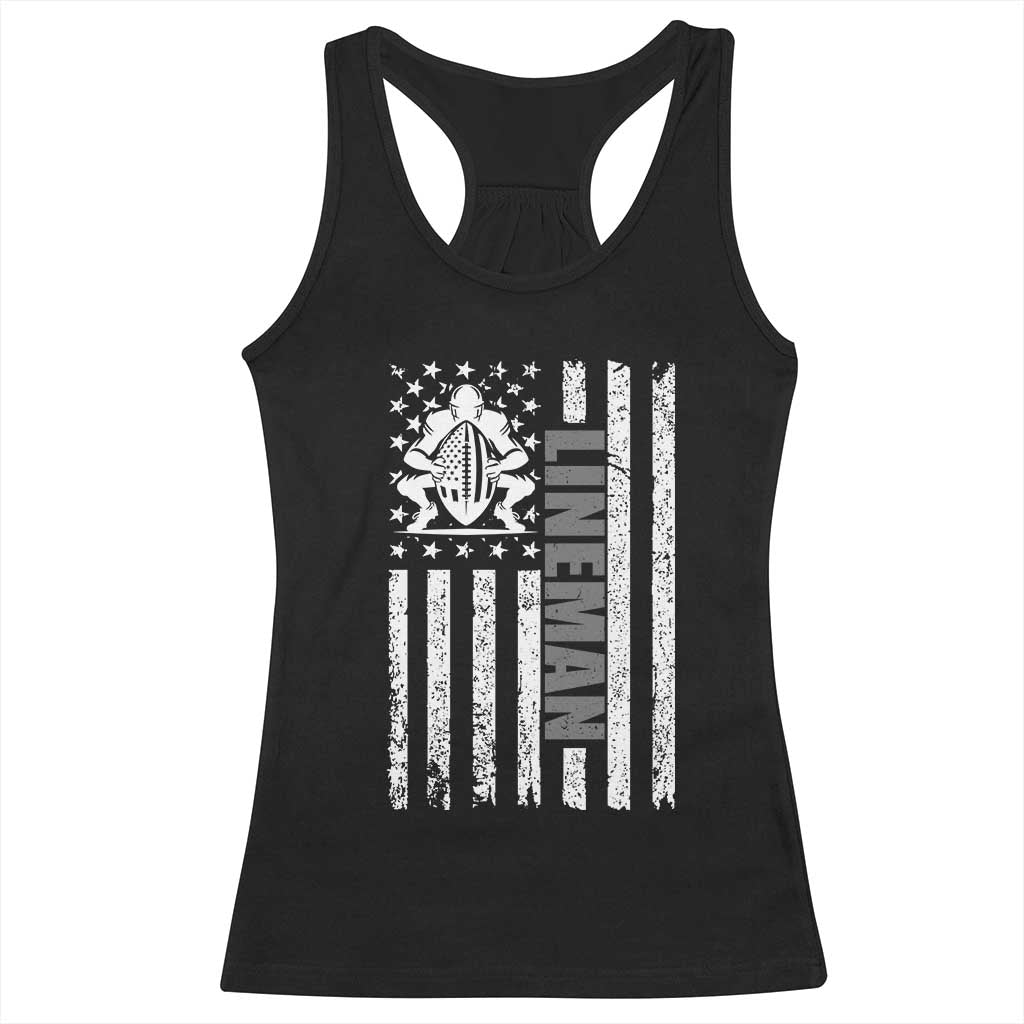 Proud Football Lineman Racerback Tank Top American Flag Sports Gift - Wonder Print Shop