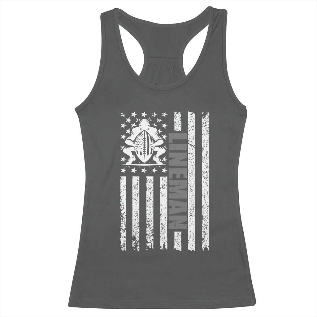 Proud Football Lineman Racerback Tank Top American Flag Sports Gift - Wonder Print Shop