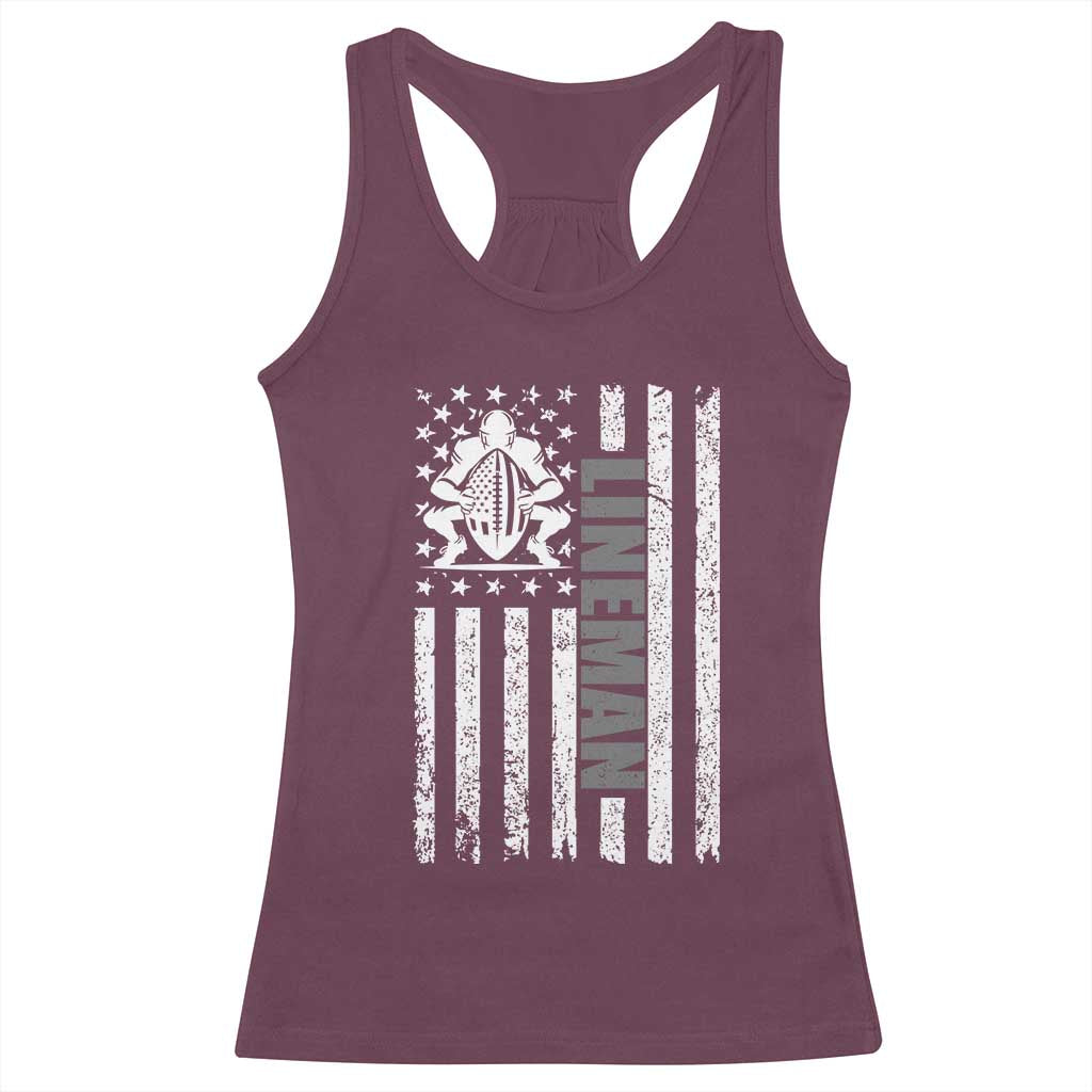 Proud Football Lineman Racerback Tank Top American Flag Sports Gift - Wonder Print Shop