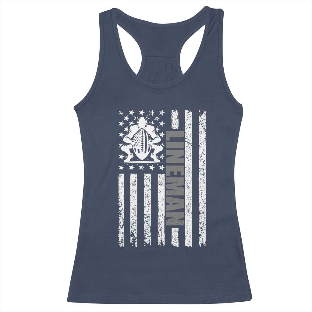 Proud Football Lineman Racerback Tank Top American Flag Sports Gift - Wonder Print Shop