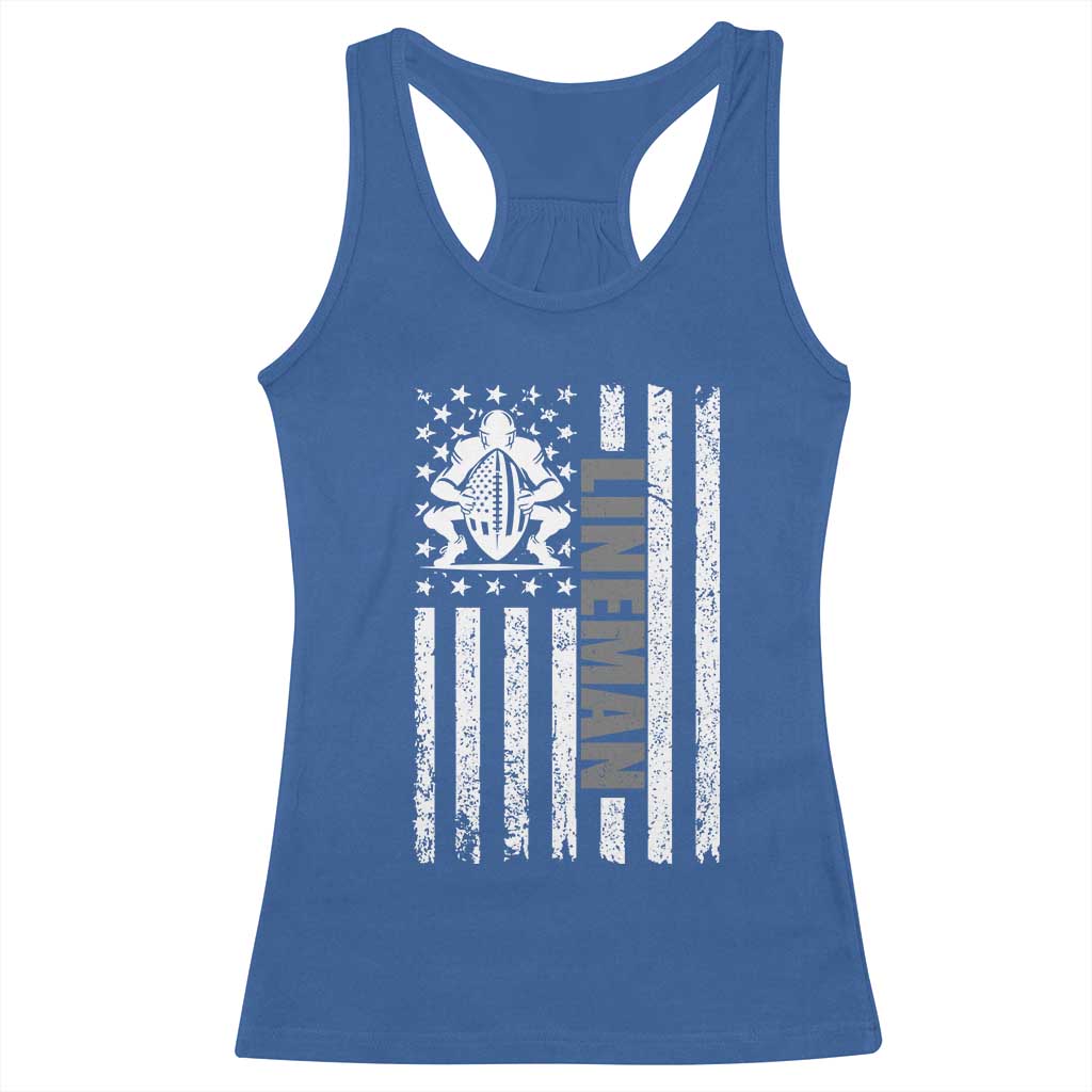 Proud Football Lineman Racerback Tank Top American Flag Sports Gift - Wonder Print Shop