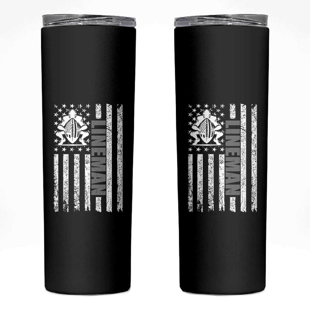 Proud Football Lineman Skinny Tumbler American Flag Sports Gift - Wonder Print Shop
