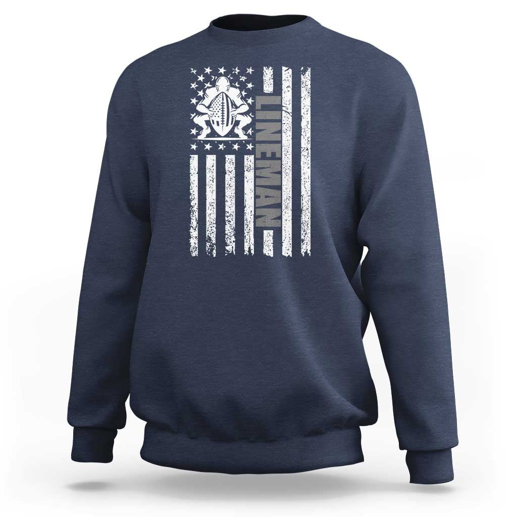 Proud Football Lineman Sweatshirt American Flag Sports Gift - Wonder Print Shop