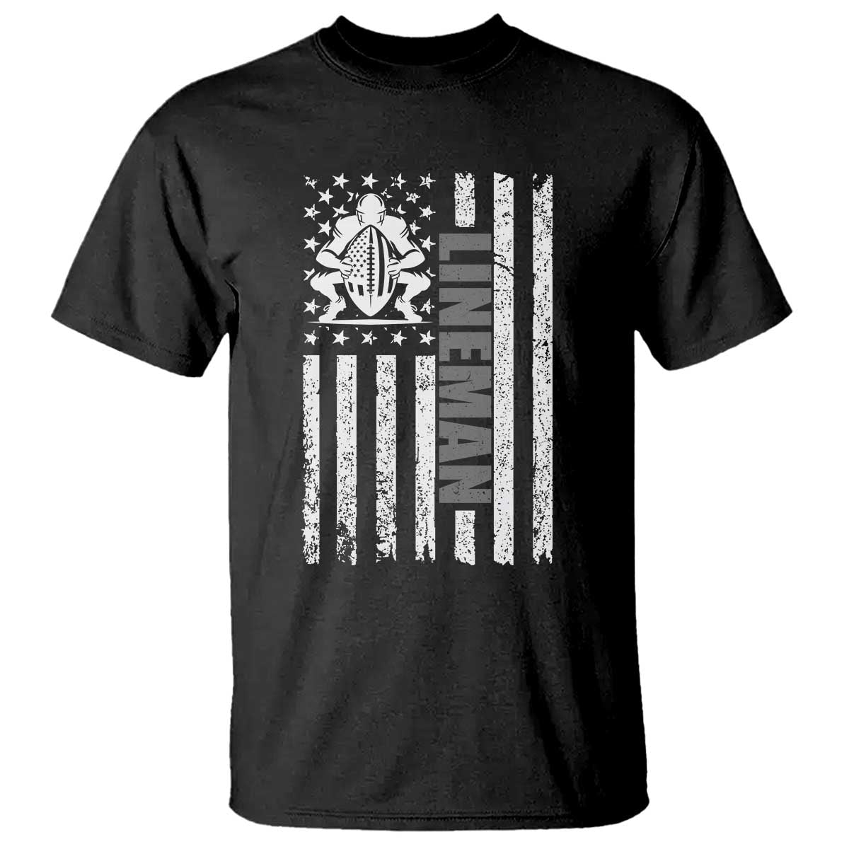 Proud Football Lineman T Shirt American Flag Sports Gift - Wonder Print Shop