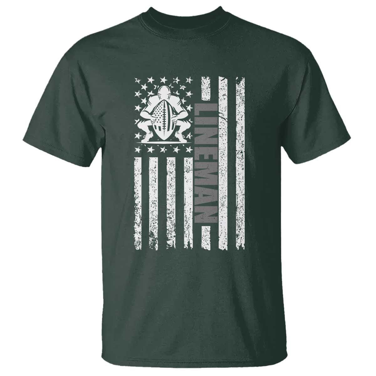 Proud Football Lineman T Shirt American Flag Sports Gift - Wonder Print Shop