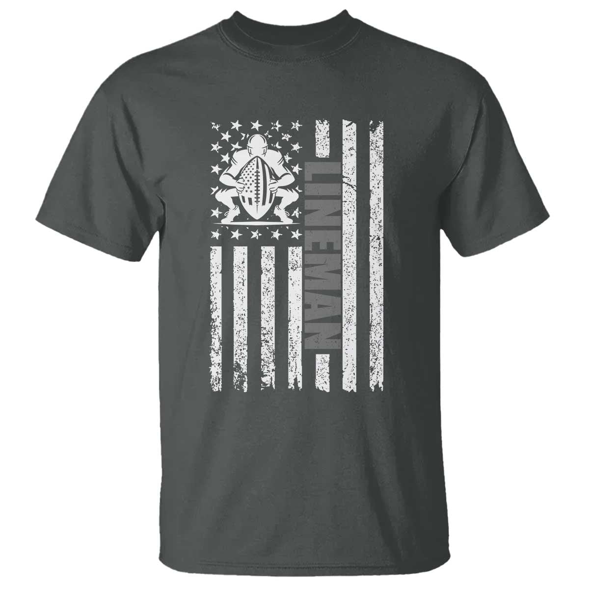 Proud Football Lineman T Shirt American Flag Sports Gift - Wonder Print Shop