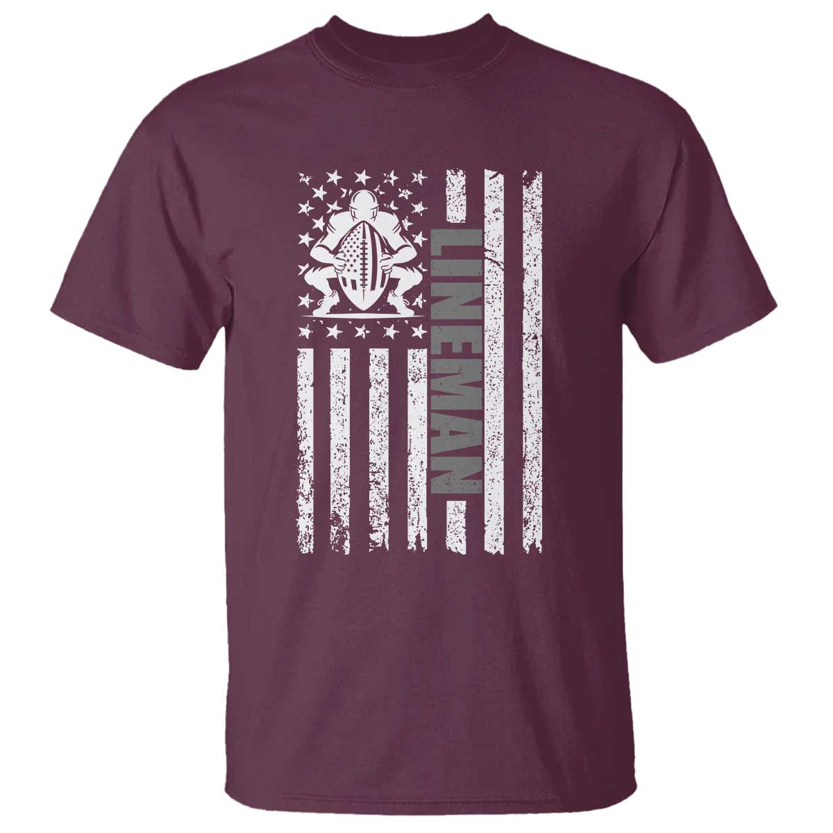 Proud Football Lineman T Shirt American Flag Sports Gift - Wonder Print Shop