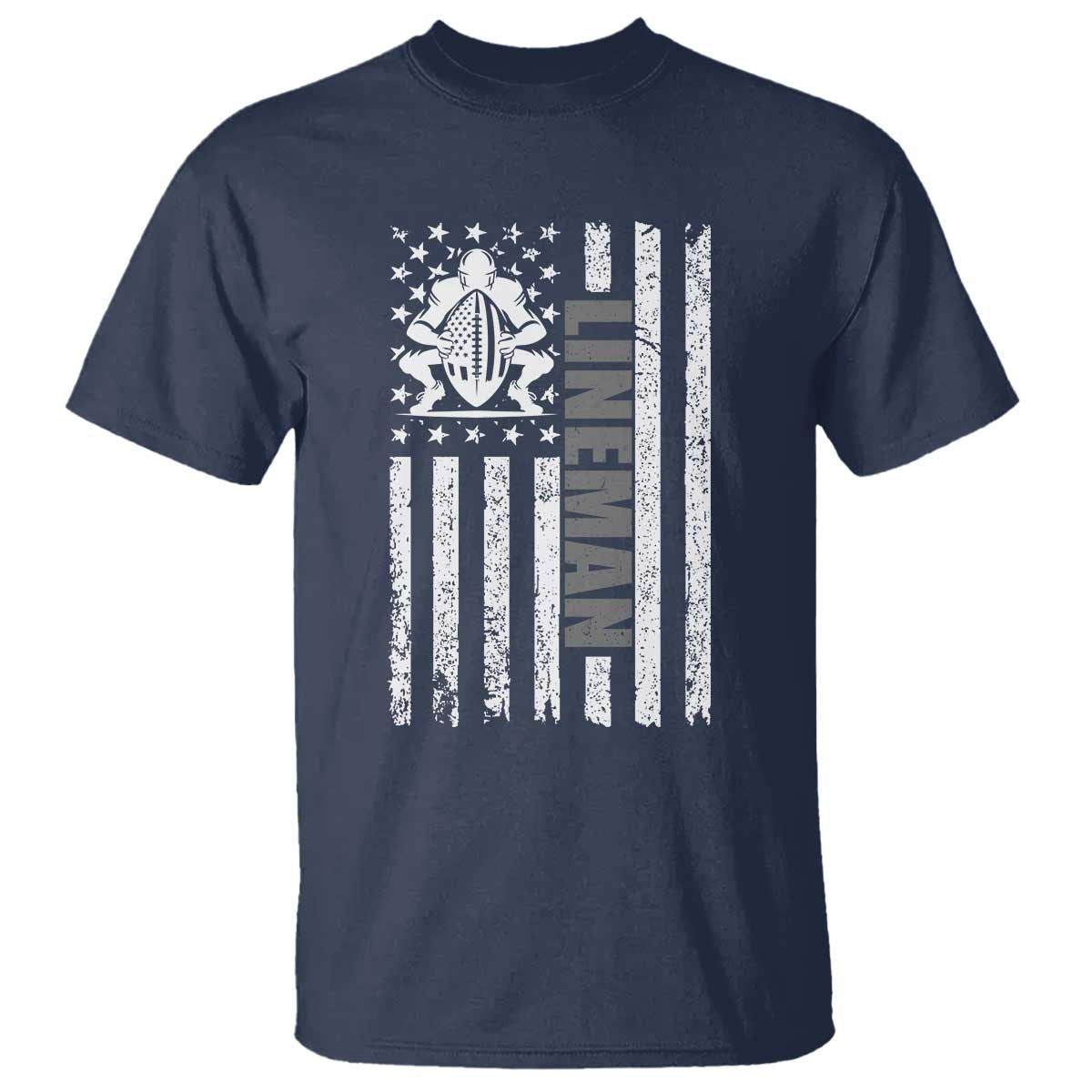 Proud Football Lineman T Shirt American Flag Sports Gift - Wonder Print Shop