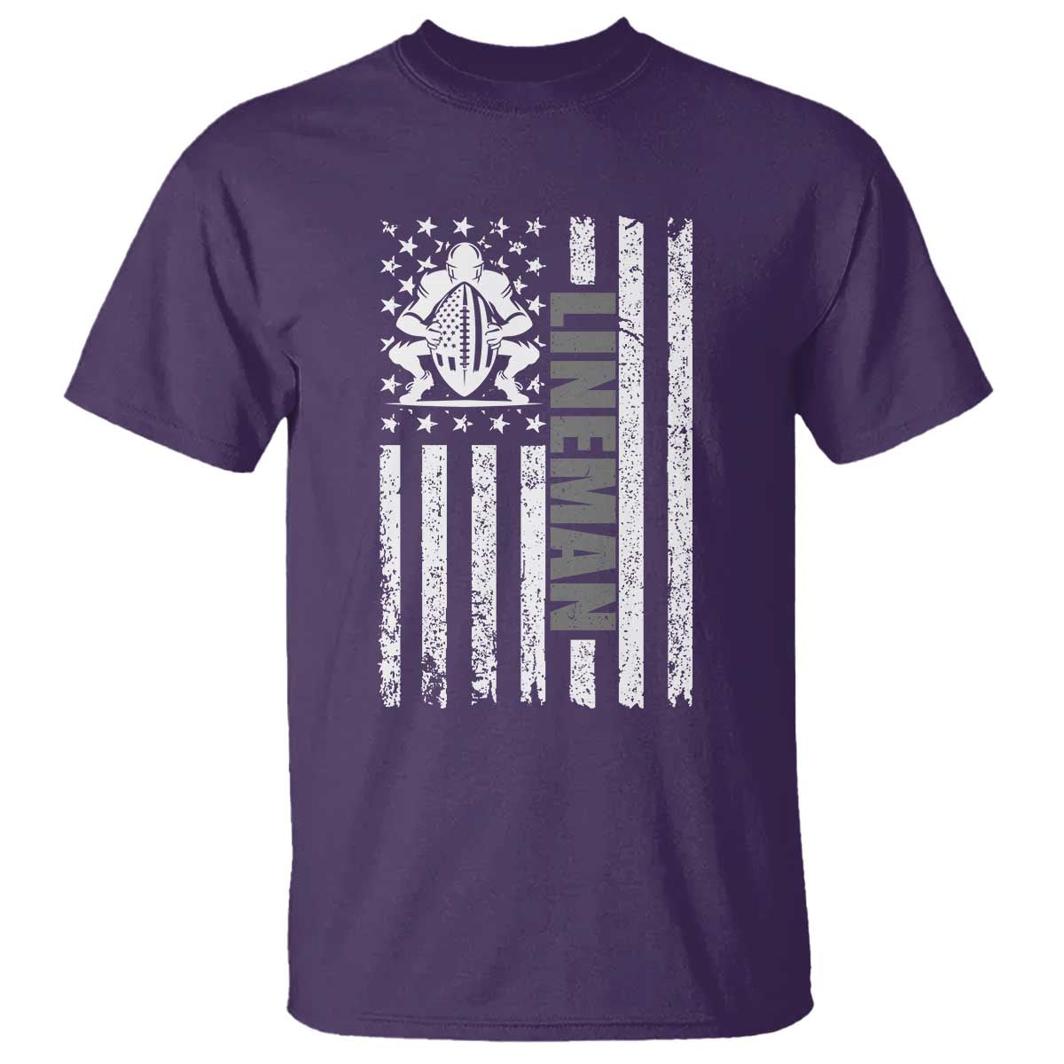 Proud Football Lineman T Shirt American Flag Sports Gift - Wonder Print Shop