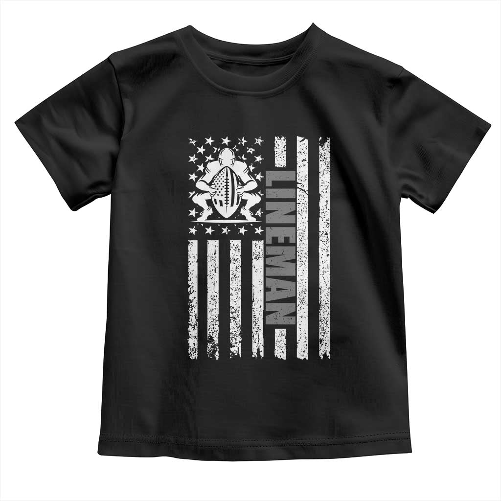 Proud Football Lineman Toddler T Shirt American Flag Sports Gift - Wonder Print Shop
