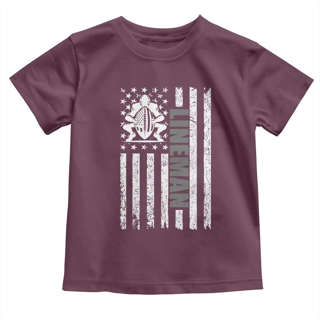Proud Football Lineman Toddler T Shirt American Flag Sports Gift - Wonder Print Shop