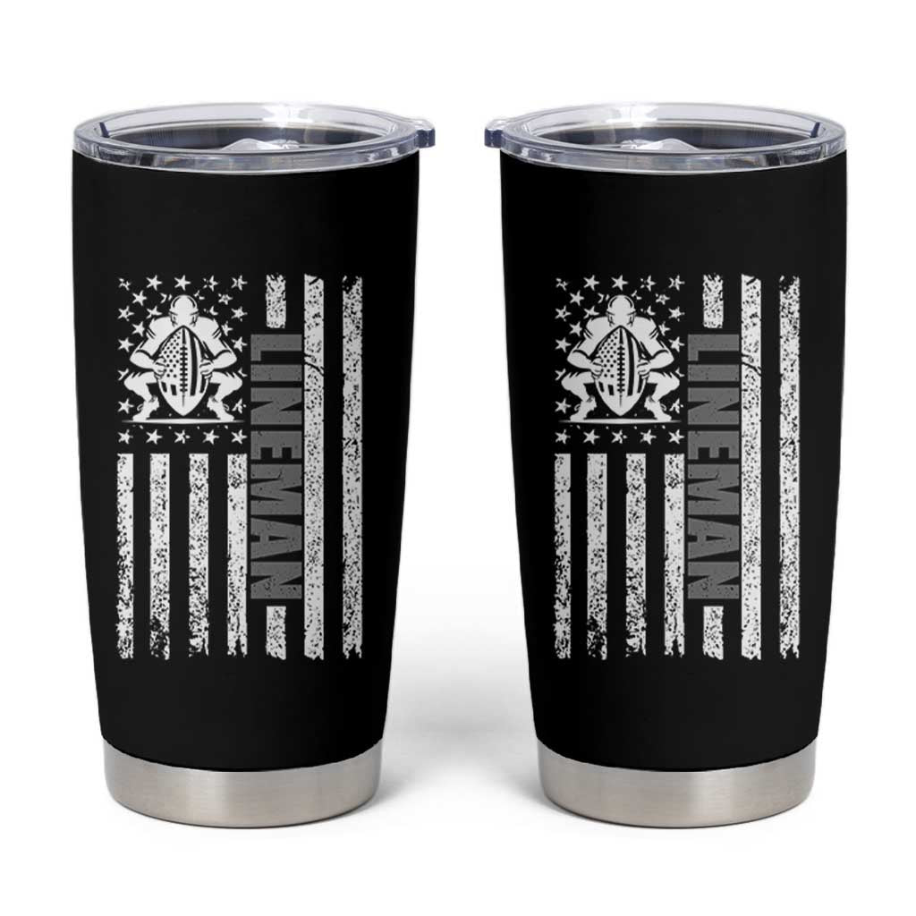 Proud Football Lineman Tumbler Cup American Flag Sports Gift - Wonder Print Shop