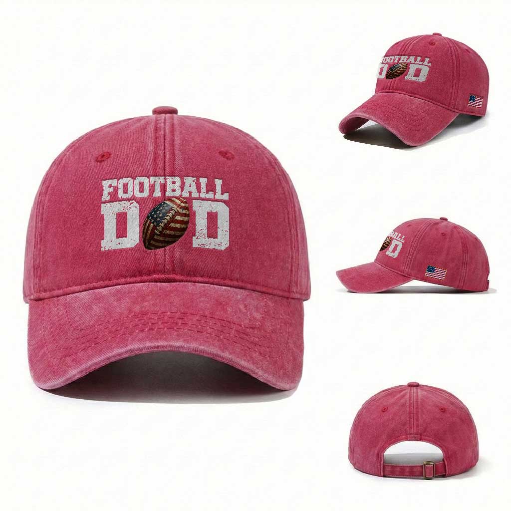 Football Dad Washed Cotton Baseball Cap Sports Fan Gift For Men