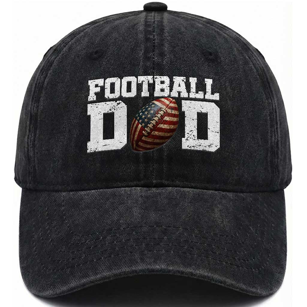 Football Dad Washed Cotton Baseball Cap Sports Fan Gift For Men