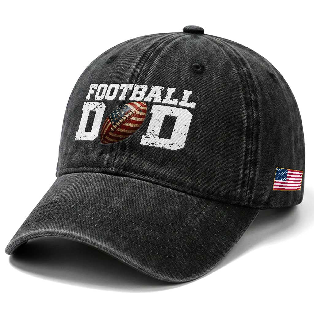 Football Dad Washed Cotton Baseball Cap Sports Fan Gift For Men