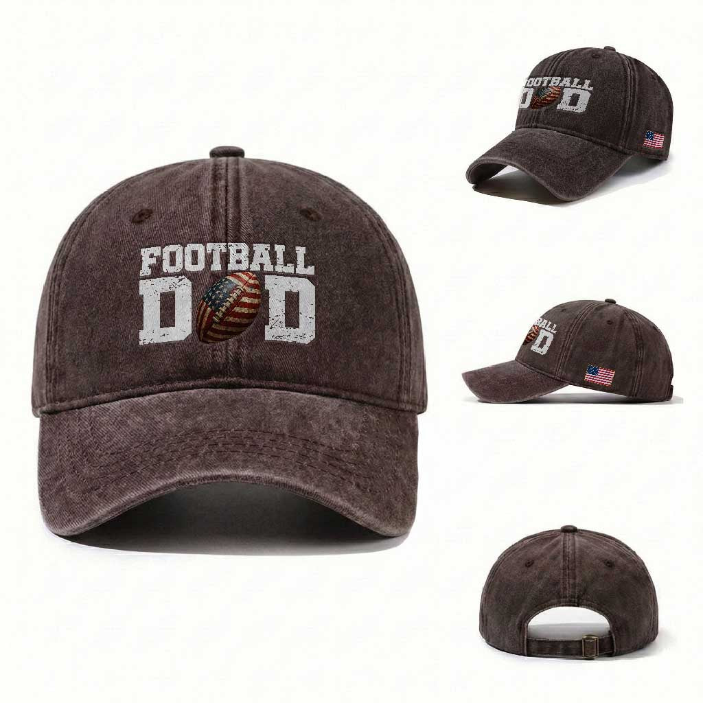 Football Dad Washed Cotton Baseball Cap Sports Fan Gift For Men