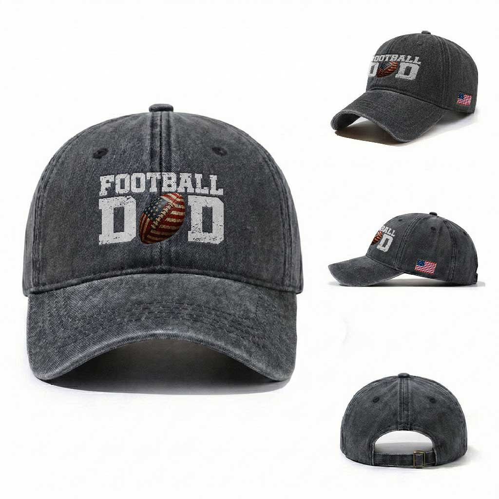 Football Dad Washed Cotton Baseball Cap Sports Fan Gift For Men